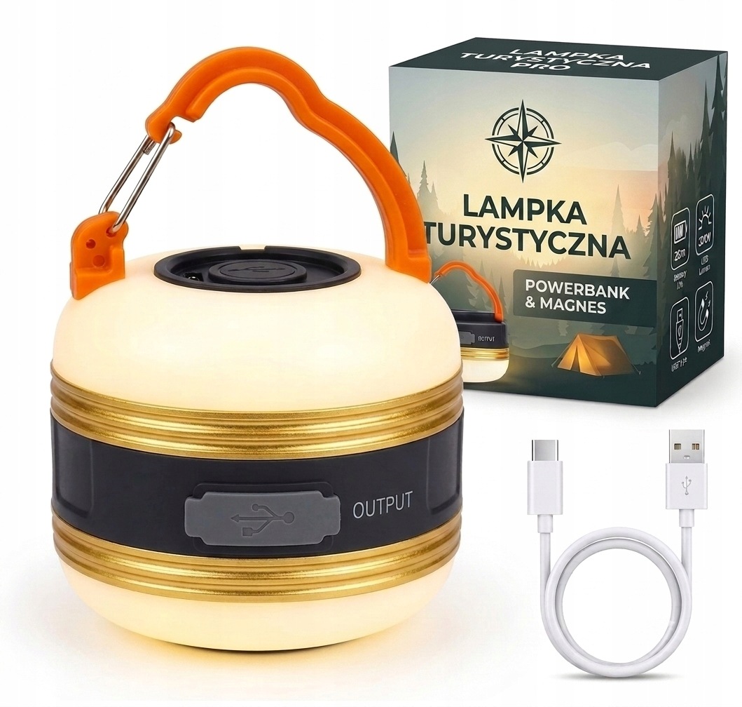 Lampka Turystyczna Led Kempingowa z Powerbankiem Solidna Mocna