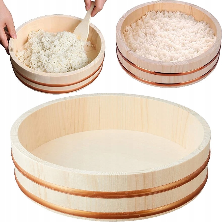 Dřevěná miska na přípravu rýže na sushi Hangiri 27 cm Emro Aziatica