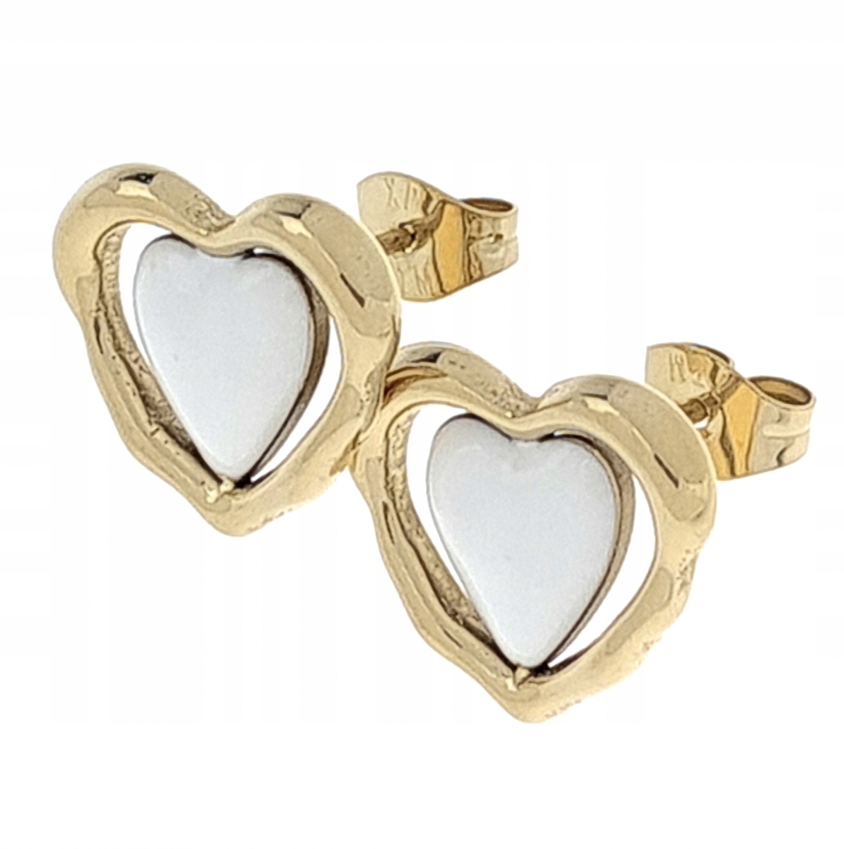 1199 Kolczyki złote stal chirurgiczna wtyczki celebrytki serce