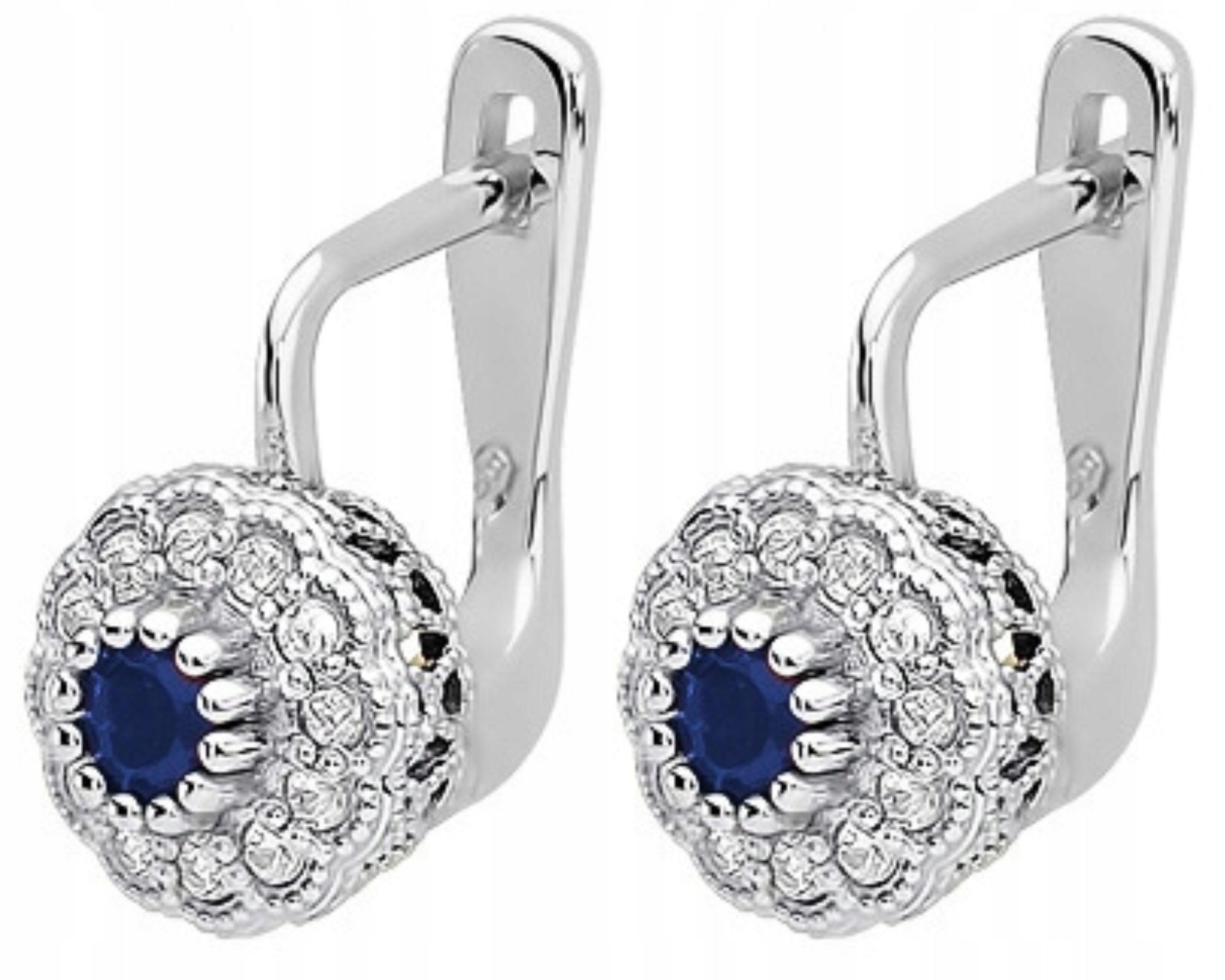 Náušnice s brilianty a safíry, anglické zapínání