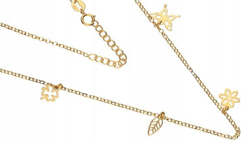 Stříbrný pozlacený náhrdelník 925 s prolamovanými přívěsky a módním vzorem