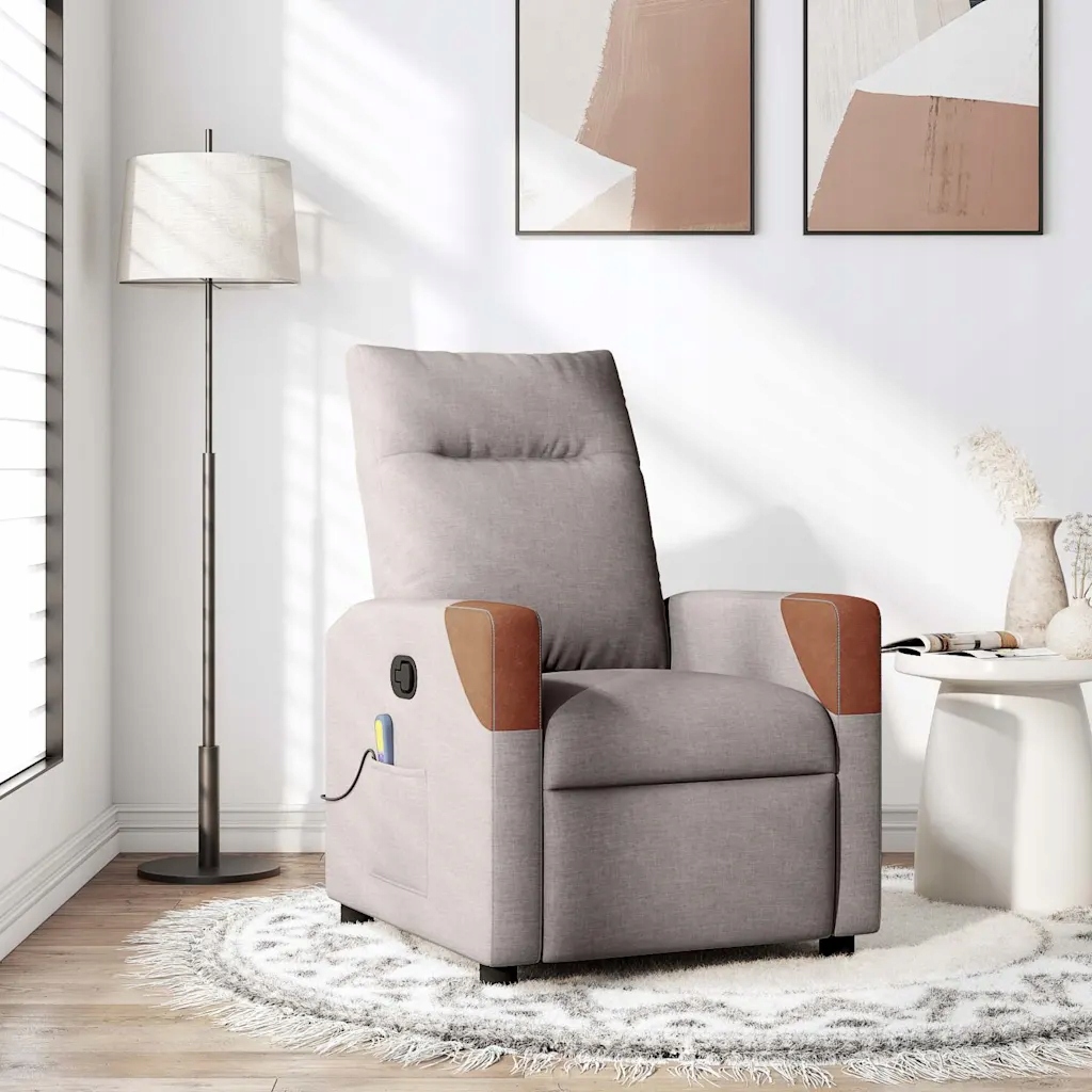 Masážní polohovací křeslo taupe textil Hnědošedá 4104822