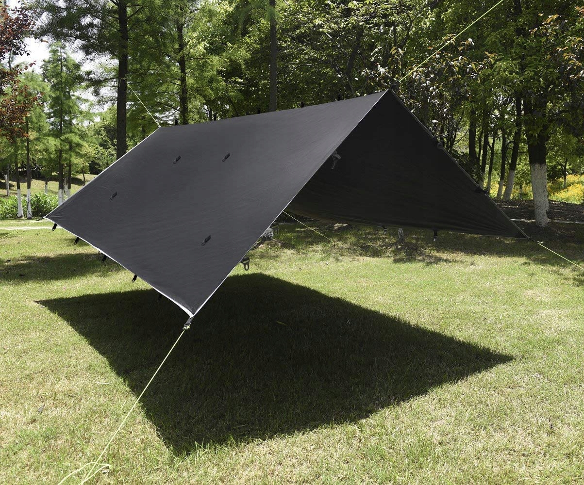 GOLD ARMOUR Tarp Przeciwdeszczowy Wodoodporny 10x8ft Czarny — miniatura 5