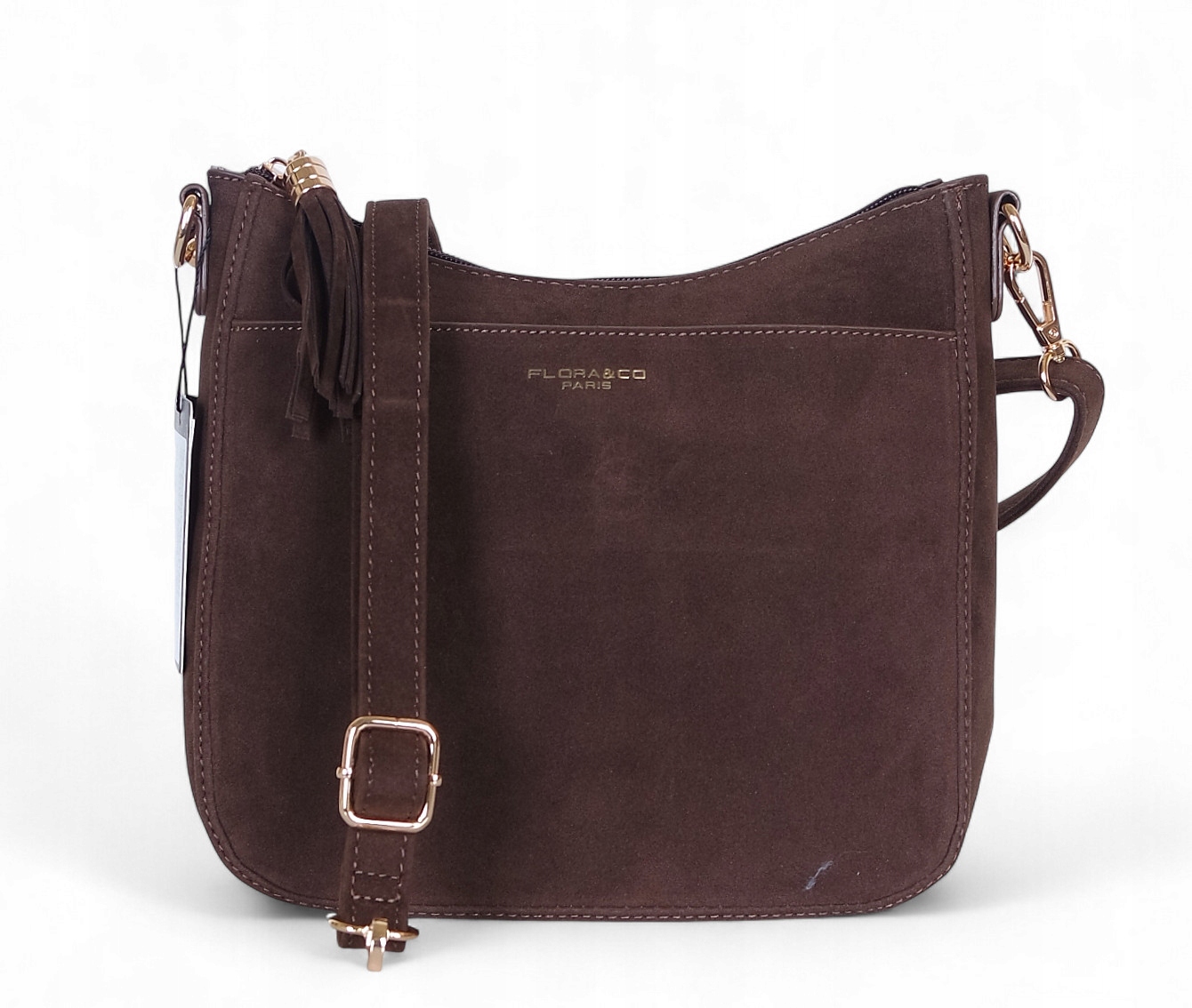 Flora&Co brązowa torebka listonoszka skóra ekologiczna zamszowa czekoladowy