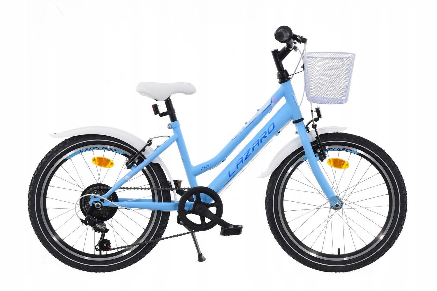 Rower dziecięcy dla dziewczynki Lazaro Zoe koło 20" Błękit Koszyk 6 Biegów