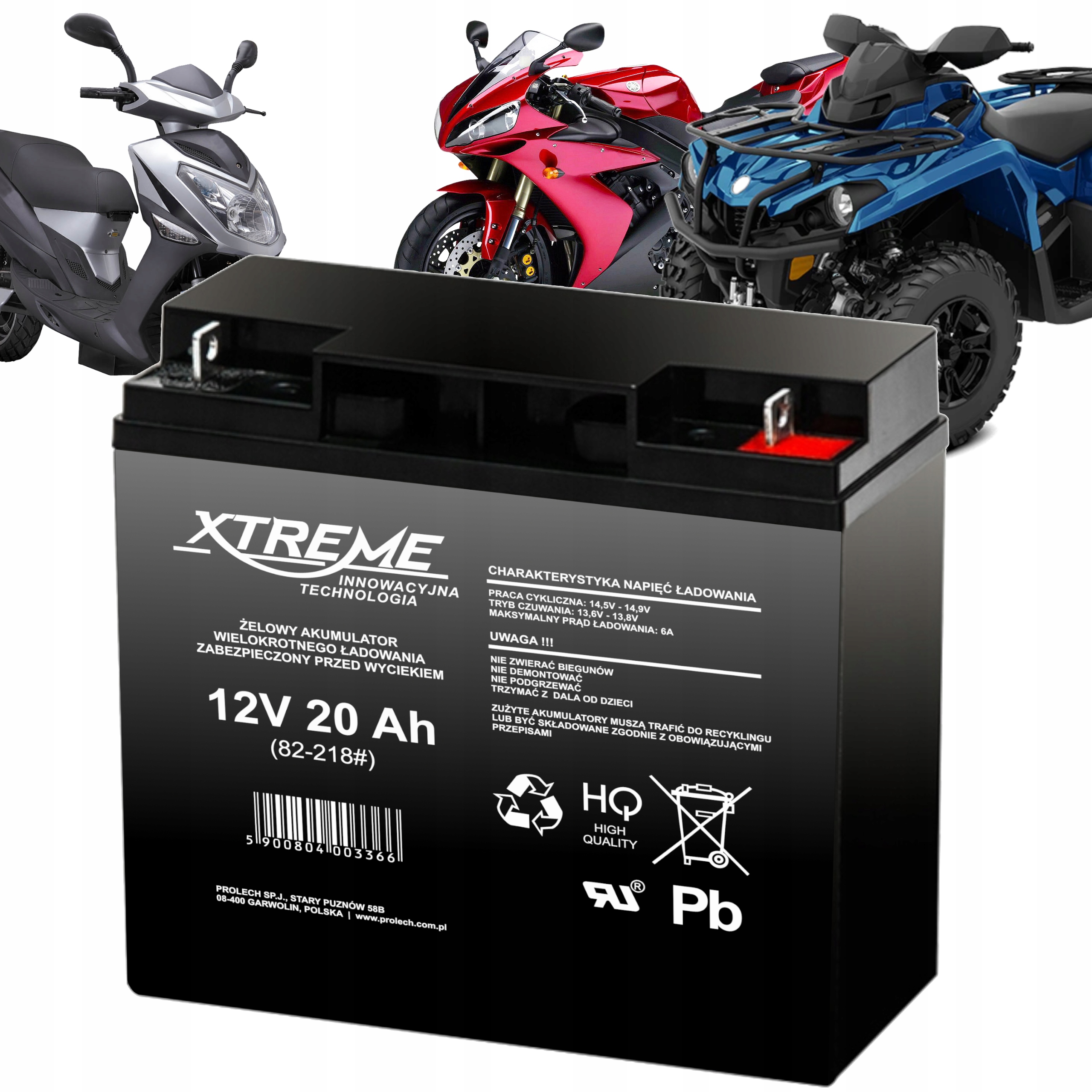 

Akumulator bezobsługowy Xtreme żelowy 12V 20Ah