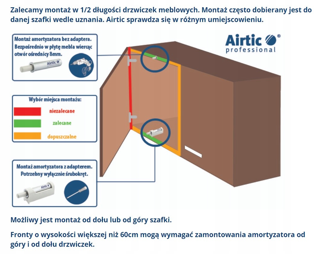 AMORTYZATOR HAMULEC SPOWALNIACZ SZARY AIRTIC + ADAPTER Długość 4.7 cm