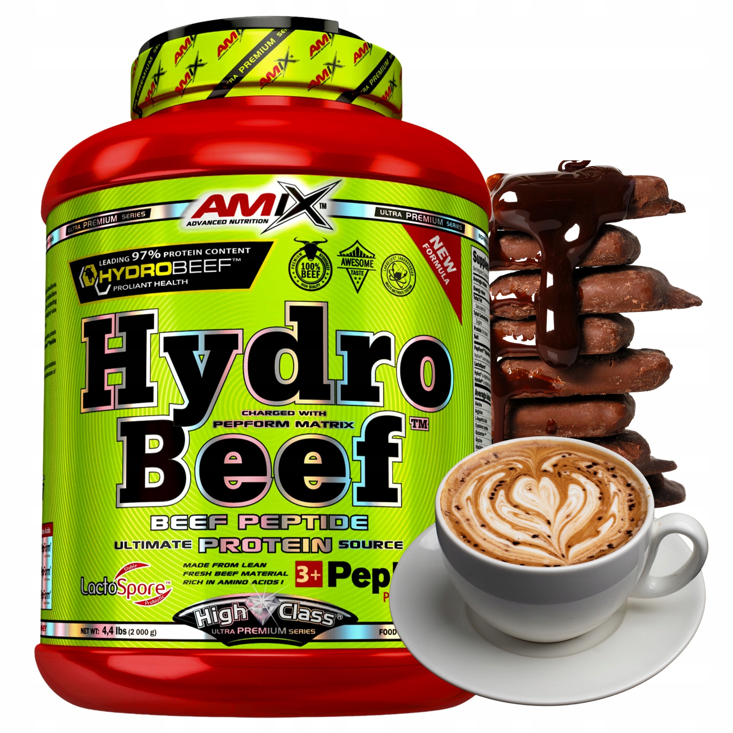 Protein Beef Protein Čokoláda Káva 2 kg Amix Hydrolyzát Wph Hovězí maso