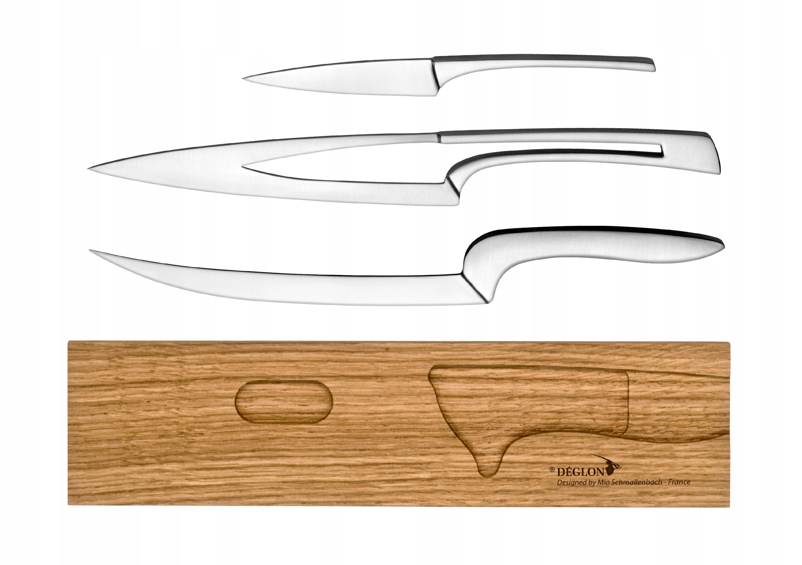 Dizajnová sada nožov na bambusovej základni Déglon Meeting, 3 ks