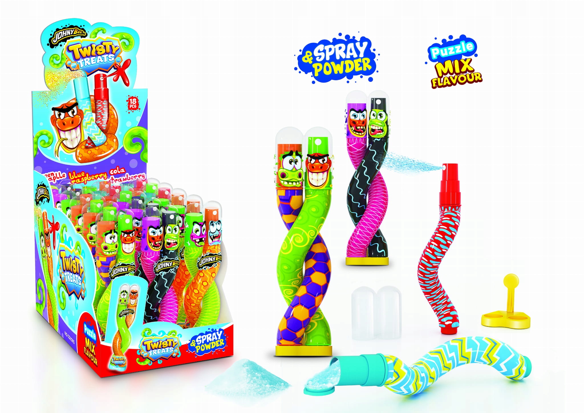 Levně Ovocný Sprej Johny Bee Sprej Twisty Treats 18ks