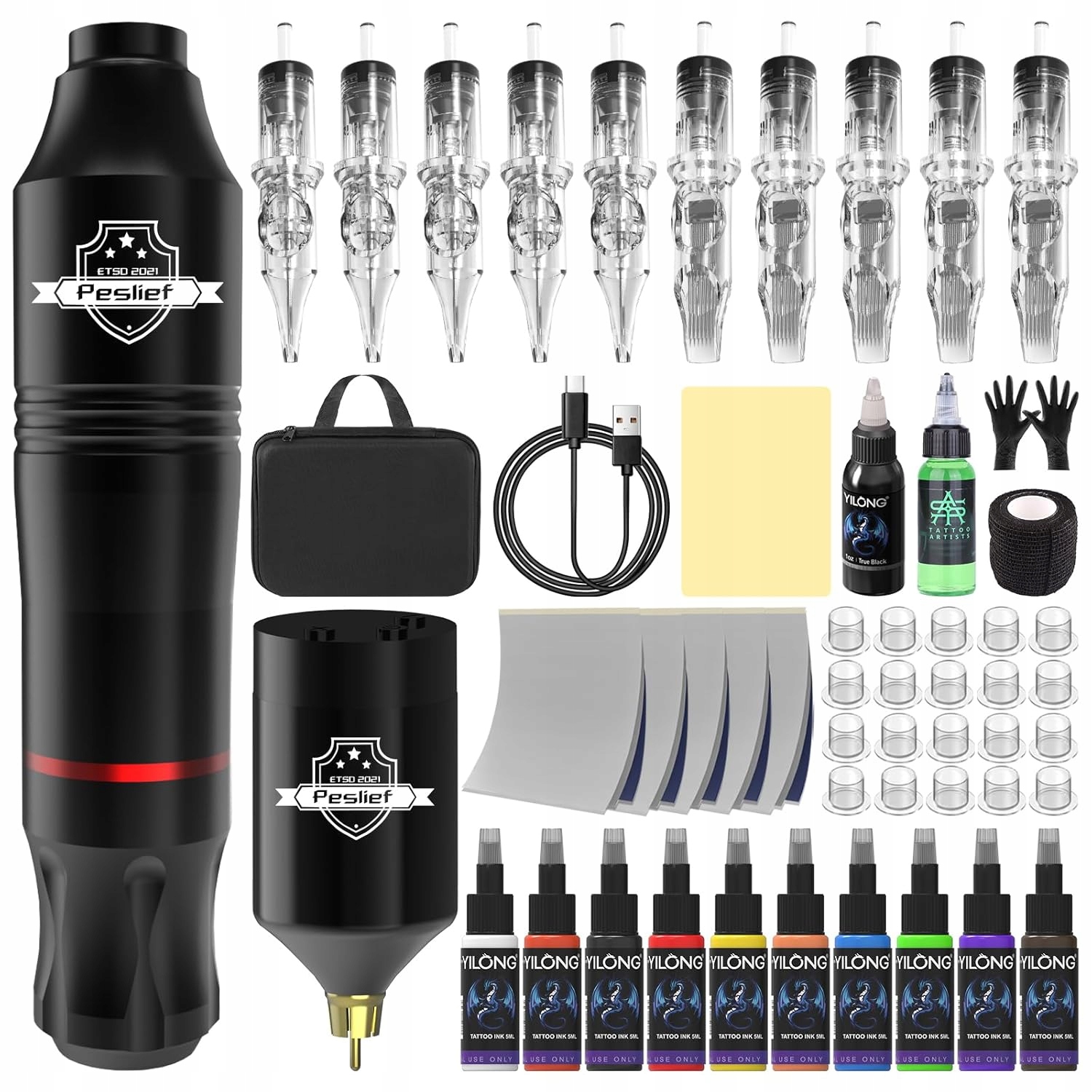 Sada Na Tetování Přenosný Bezdrátový Strojek Na Tetování 10 Jehel