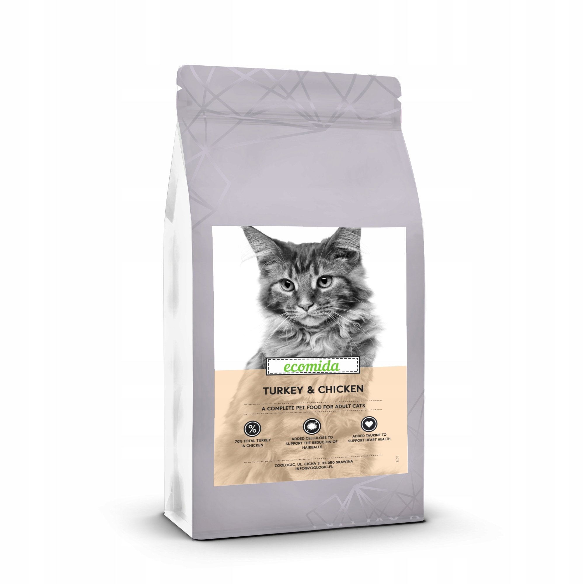 Suché krmivo pro dospělé kočky Ecomida Connoiseur Bez obilovin Krůta, Kuře 1,5 kg