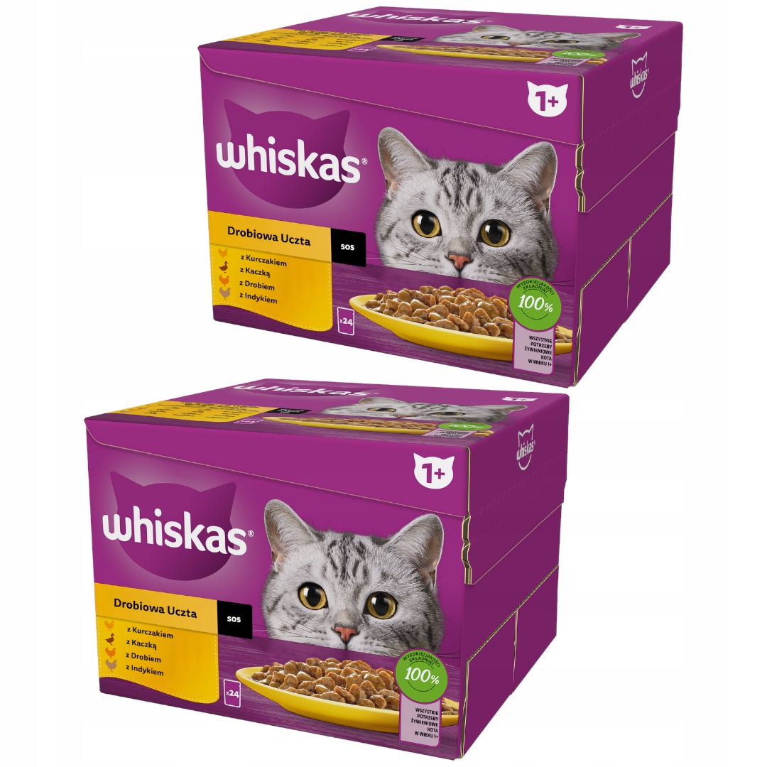 Levně Whiskas Adult Drůbeží příchutě mokré krmivo pro kočky V omáčce 48x85 g