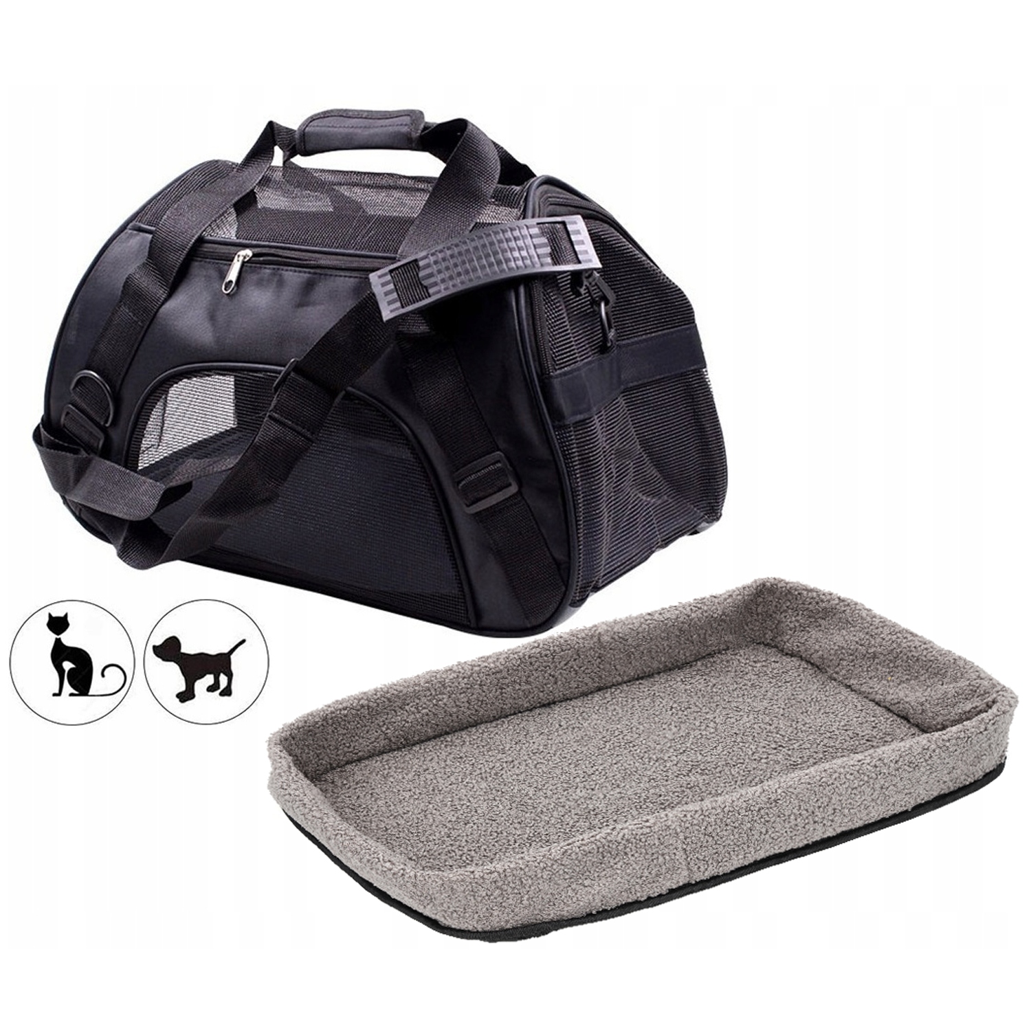 TORBA TRANSPORTER DLA KOTA PSA Z MATĄ PLUSZOWĄ L Szerokość produktu 25 cm