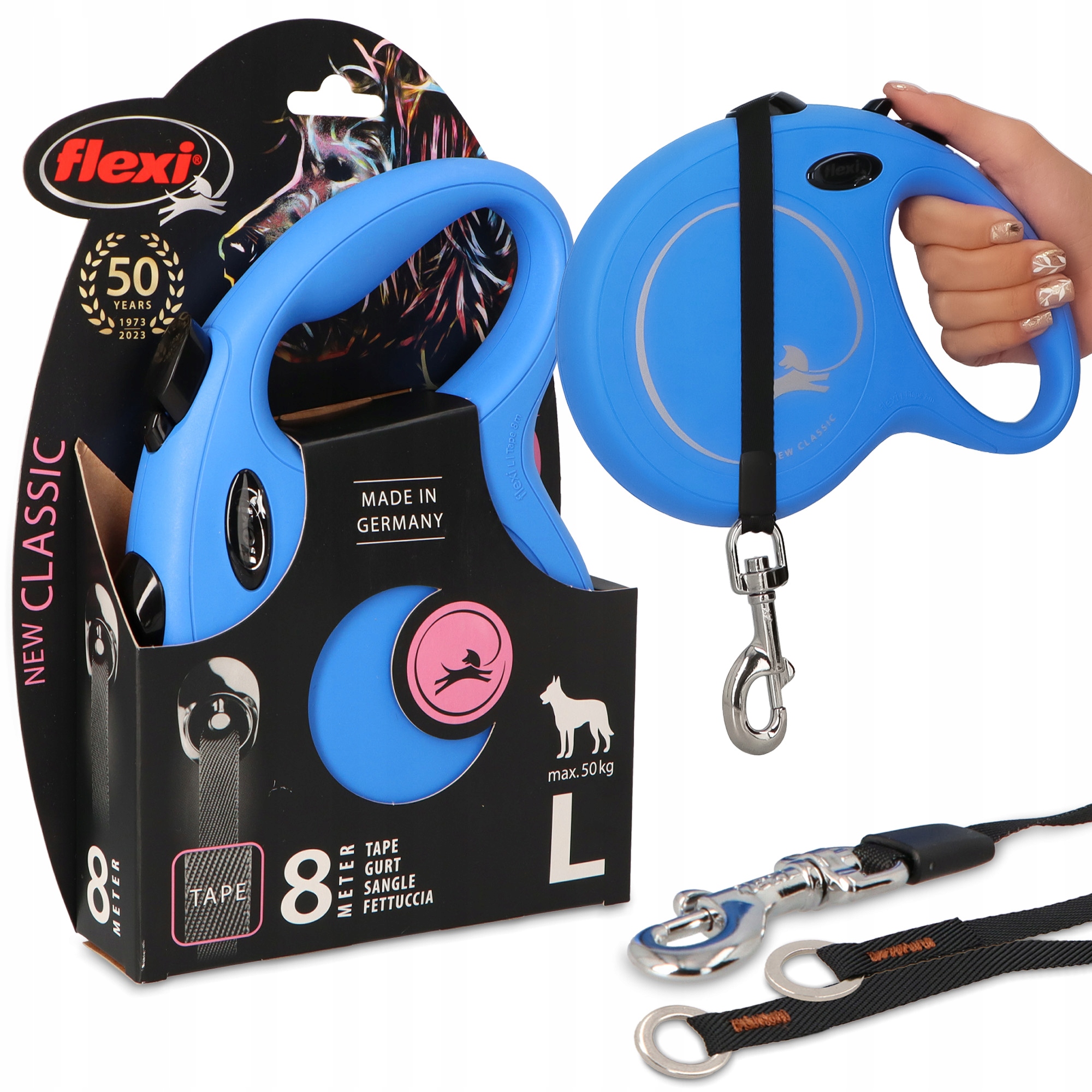 Levně Vodítko pro velkého Psa Páska 8 m Svinovací Roztahovací Silná 50 kg 3O