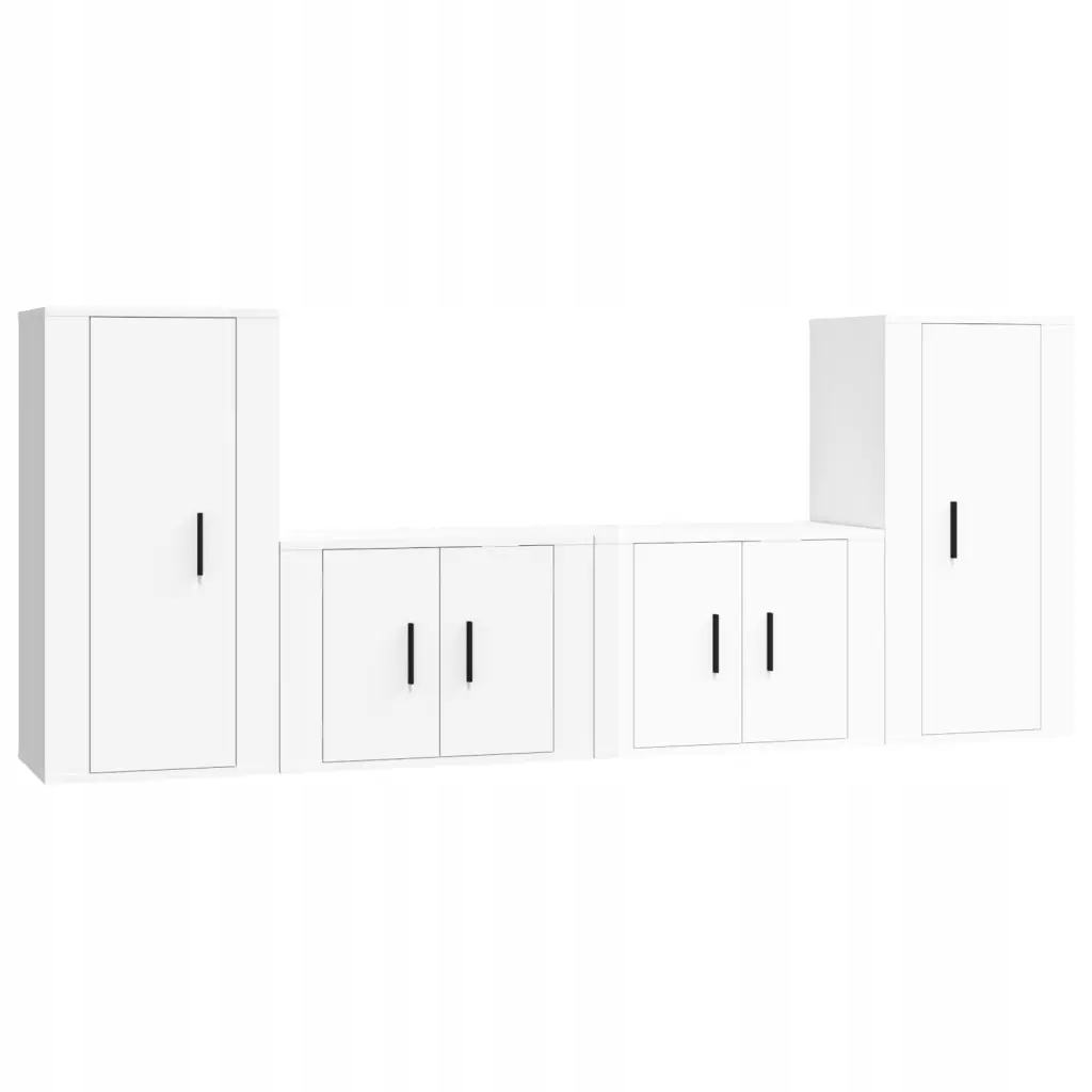 Zestaw szafek Tv Biały Połysk 4 sztuki, łącznie 57 x 34,5 x 80 cm