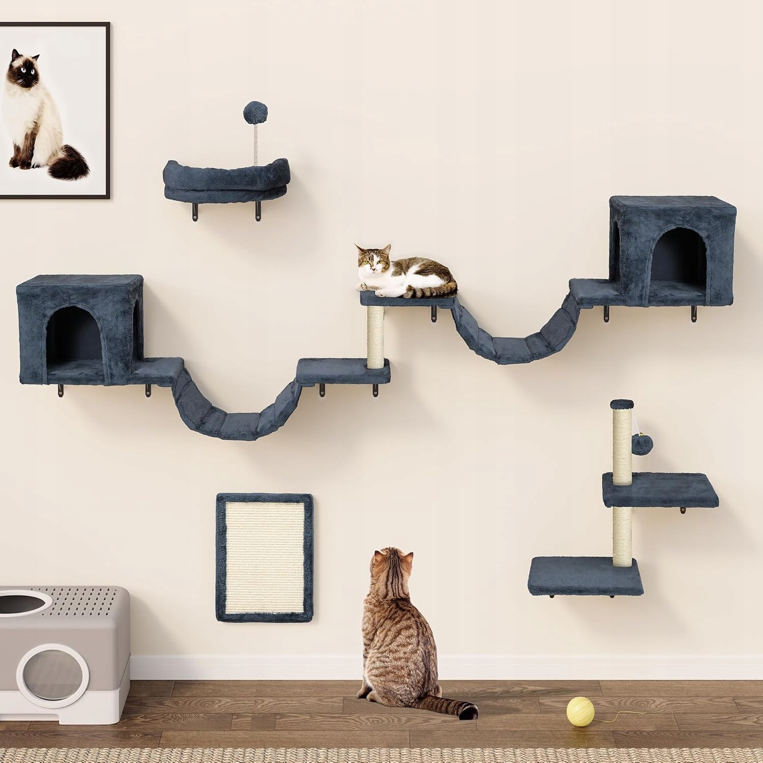 Ścianka Wspinaczkowa Dla Kota Zestaw 8-CZĘŚCIOWY Yitahome Drapak Domek Most