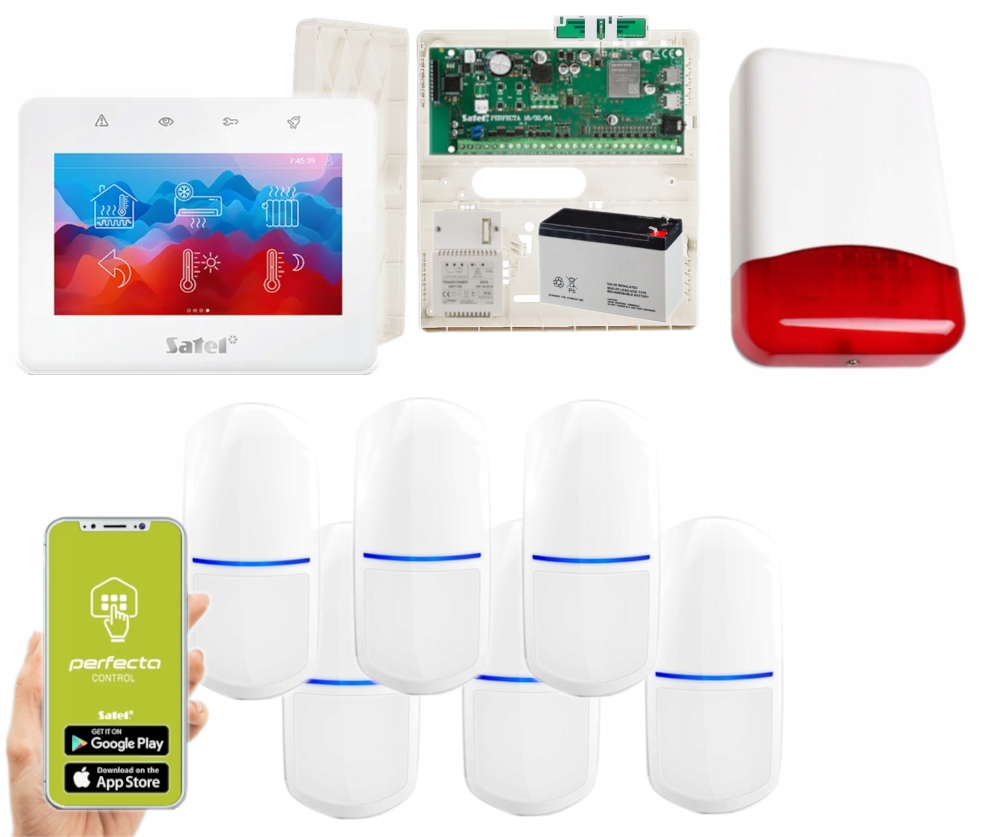 System Alarmowy Do Domu Satel Perfecta 64 M Lte 6 Czujek Pir Syrena App