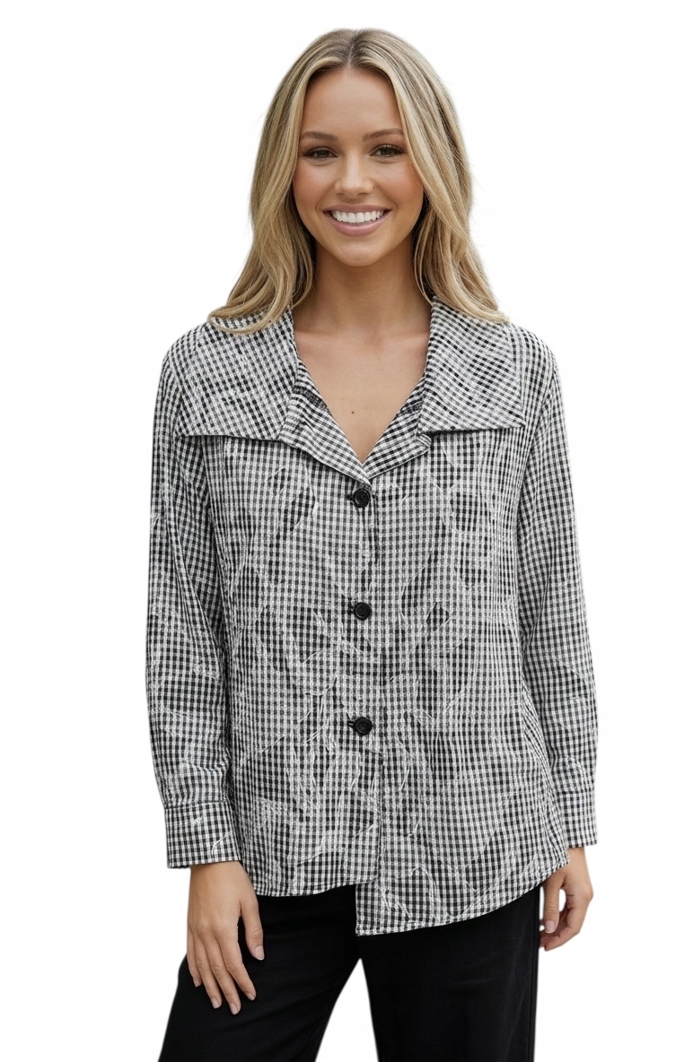 elegantní kostkovaná košile Wendy Trendy, móda Italská oversize, italská móda