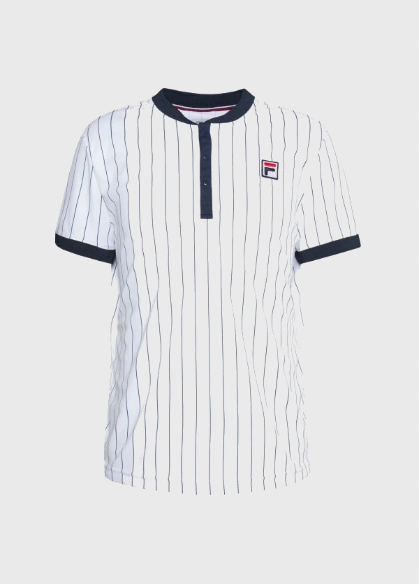 Fila polokošile pánská tenisová Fila T-Shirt Stripes Button bílá vel S