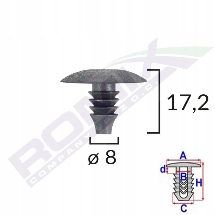 SPINKA MOCOWANIE KOŁEK TAPICERSKI PODSUFITKI DO SEAT SKODA VOLKSWAGEN Numer katalogowy części A82001X1