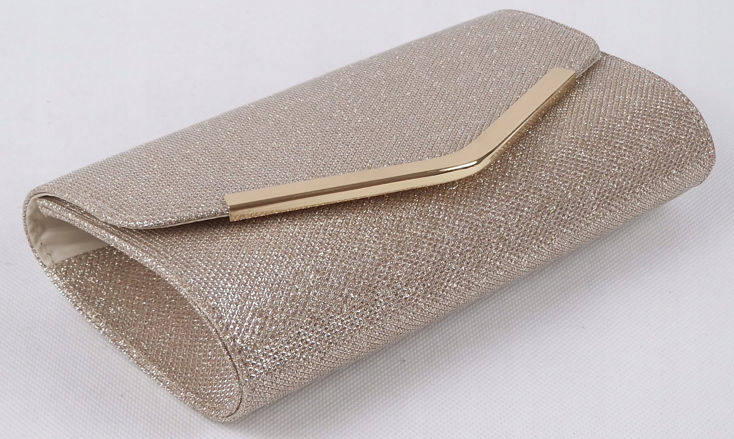 Torebka kopertówka złota wieczorowa wizytowa elegancka wesele sylwester Wielkość mała (nie mieszcząca A4)