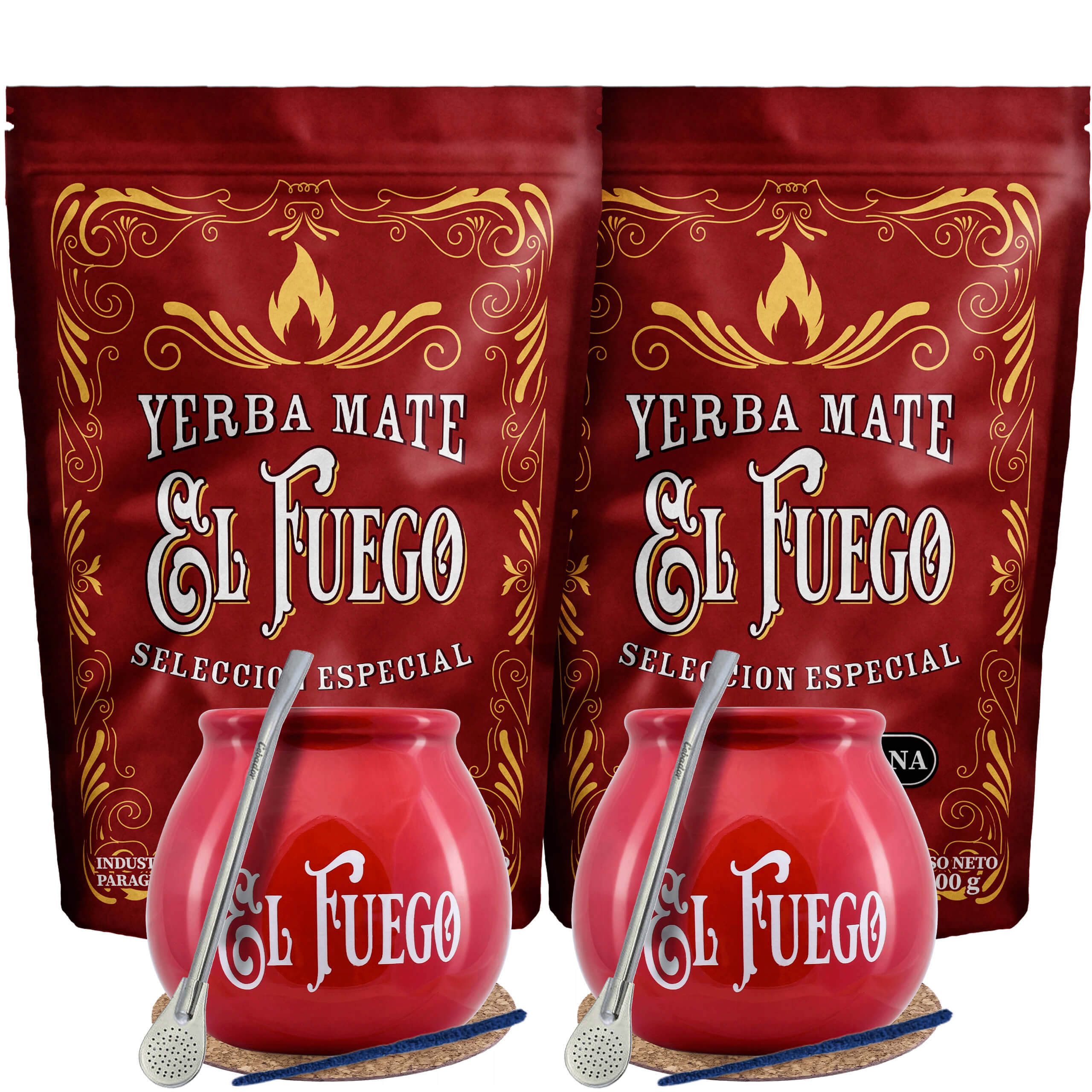 Levně Sada Yerba Mate El Fuego pro dva Bombilla Moc