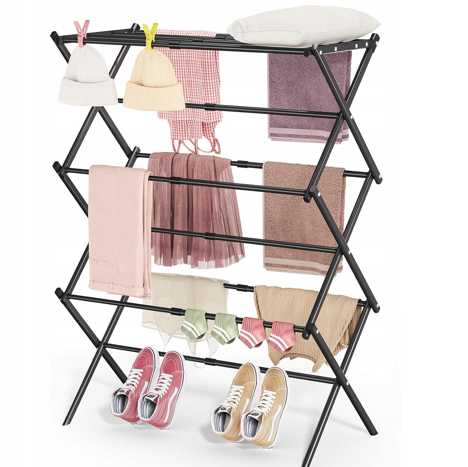 Levně Sušák Na Prádlo Vertikální, Výsuvný, Teleskopický, Nastavitelný, 102.5 CM