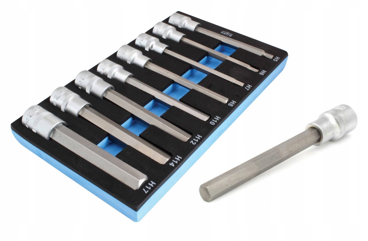 Klucze Nasadowe Nasadki Hex 5-17 140mm 1/2 8 szt