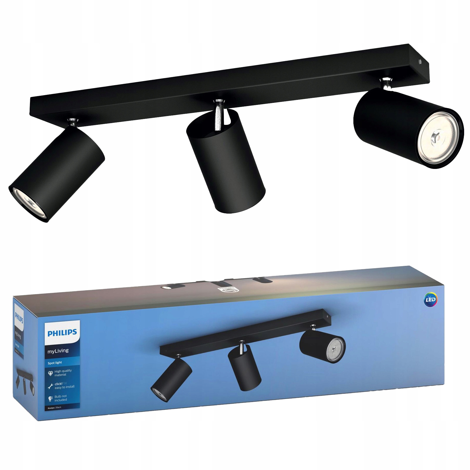 Stropní Svítidlo na omítku Led Halogenové svítidlo Spot 3x GU10 Kosipo Philips