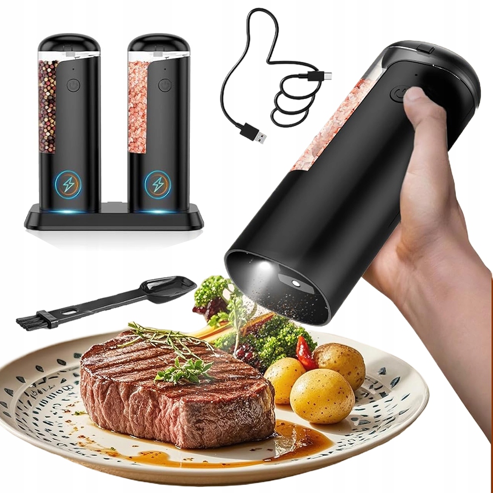 Elektrický Mlýnek Na Pepř A Sůl Akumulátorový Usb Mlýnek Na Sůl 2 Ks