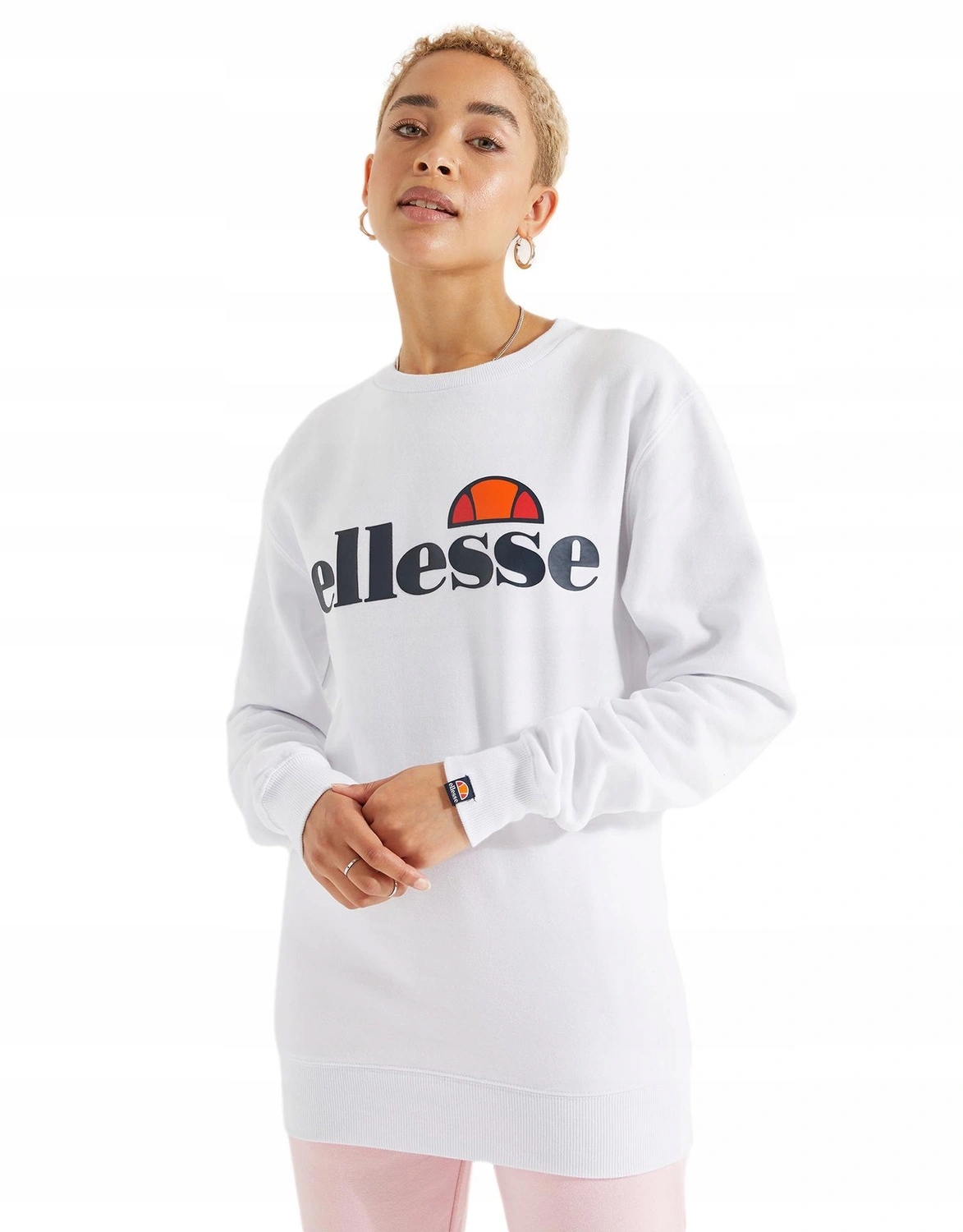 Mikina dámská Ellesse bez kapuce crewneck fleece Agata bílá bavlněná