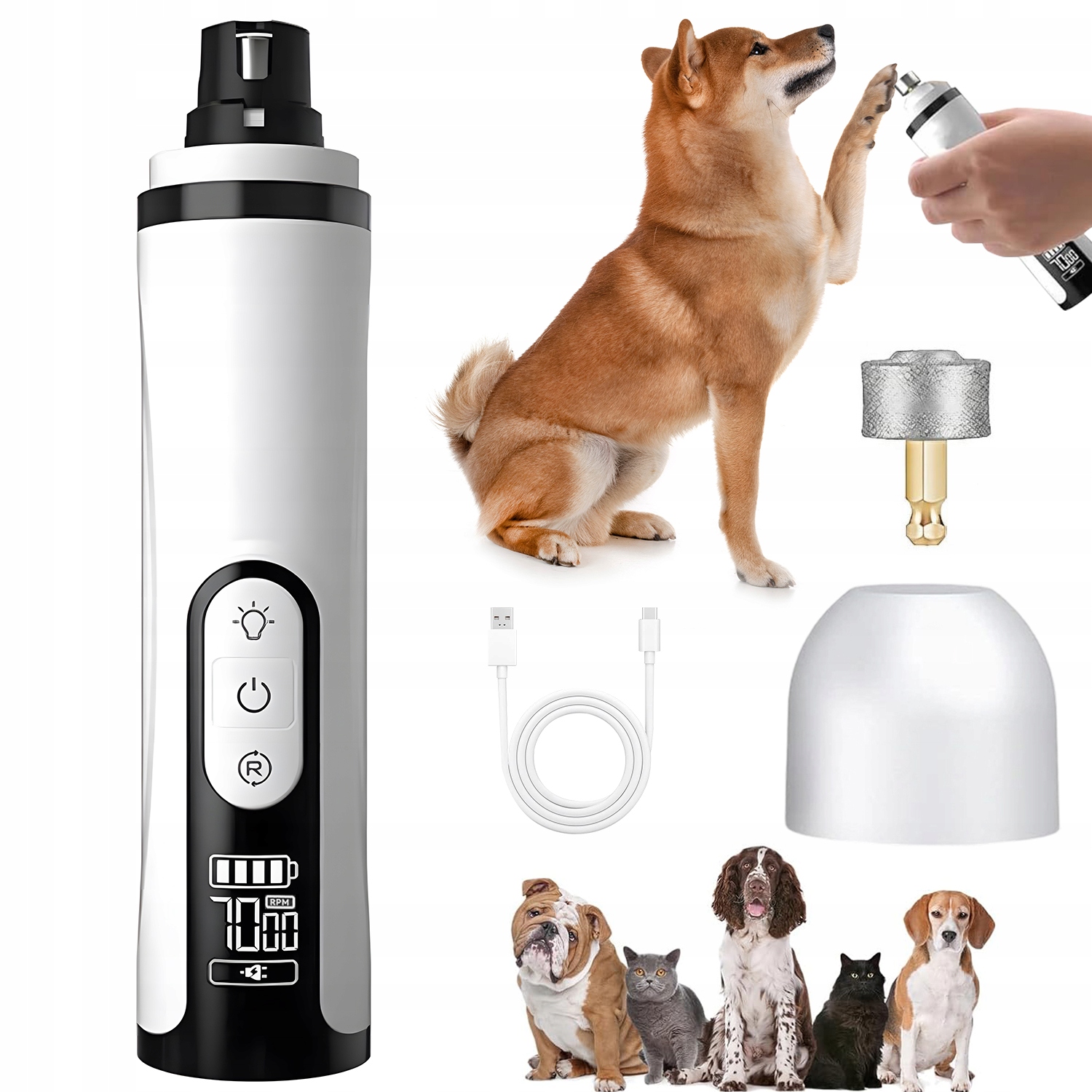 Levně Mlýnek Na Drápky Pro Zvířata, Praktický, 3 Rychlosti Usb Pro Psy A Kočky