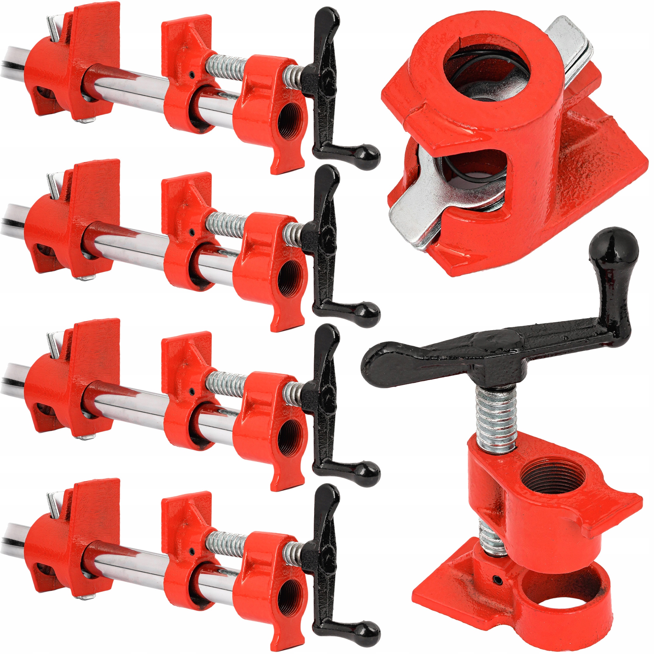 4x Ścisk Stolarski Rurowy Bezkońcowy Na Rurę 3/4" Imadło Zacisk Montażowy