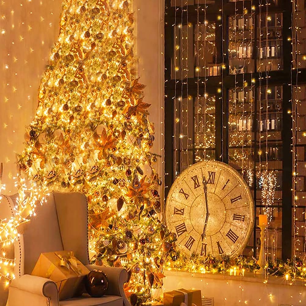 JOYCOME Girlanda Lampki Kurtyna Świetlna Światełka Ciepłe 6mx3 m 600 LED — miniatura 7