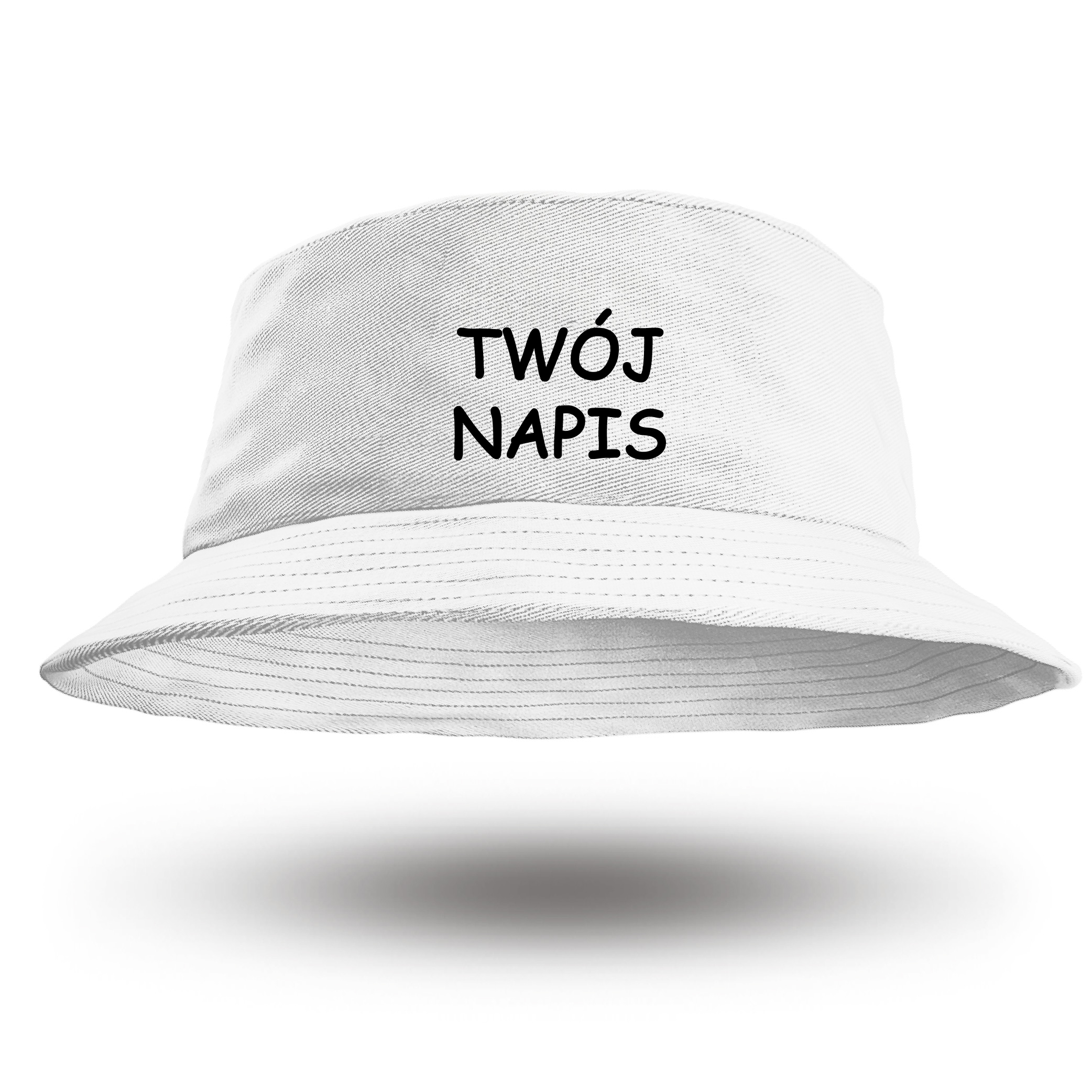 

Kapelusz Bucket Hat Biały Twój Napis Logo Nadruk
