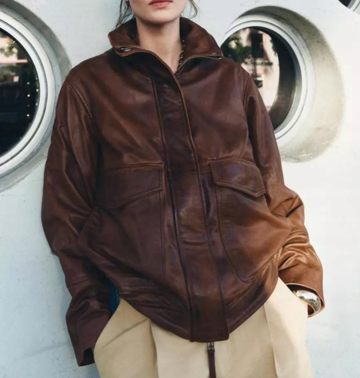 ZARA SKÓRZANA KURTKA BOMBERKA 100% Z LIMITOWANEJ EDYCJI KOLEKCJI