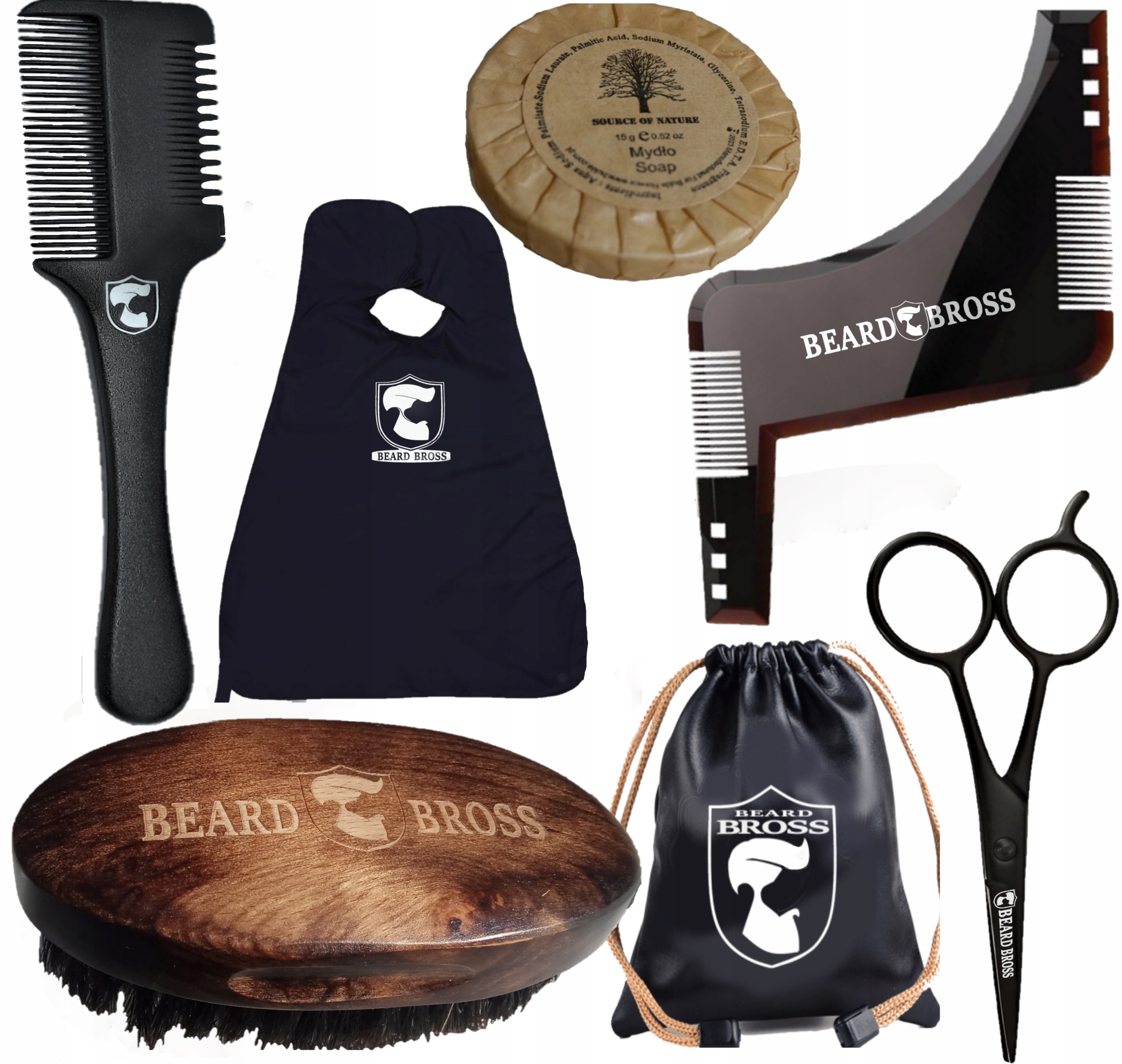 Zestaw do brody SZCZOTKA SZABLON GRZEBIEŃ kartacz