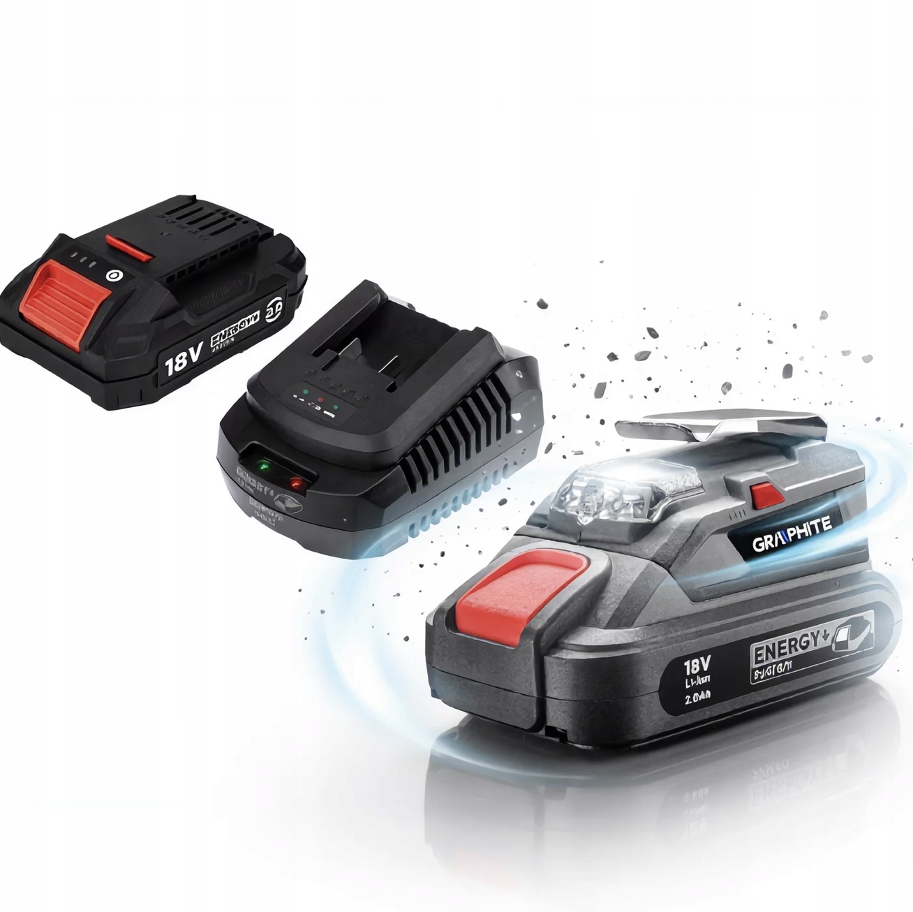 Graphite Usb Adaptér Led Svítilna Energy+ 58G025 Akumulátor 2AH Sada Kpl