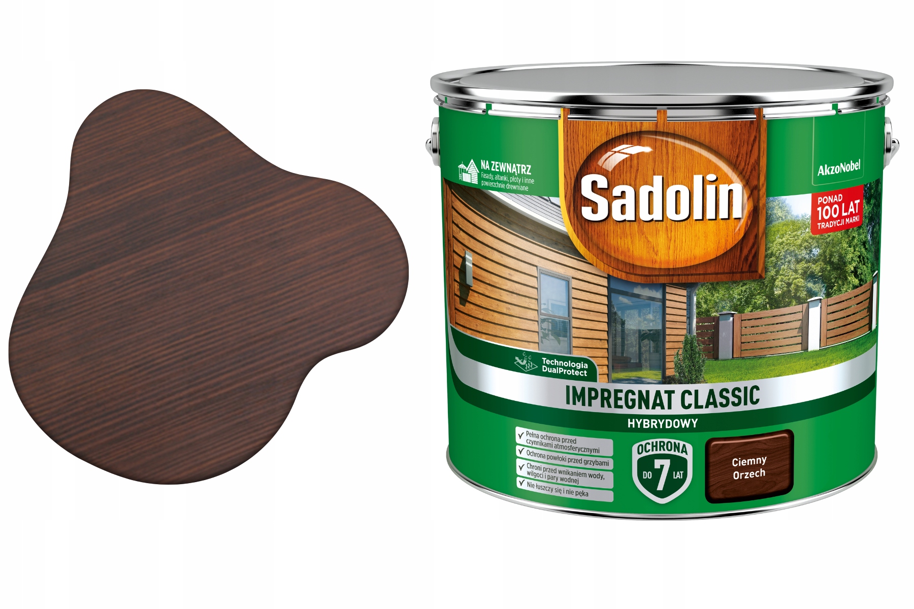 Sadolin Wydajny Impregnat Do Drewna Classic Ciemny orzech 9L