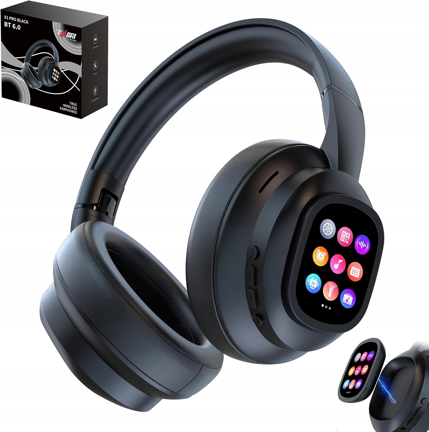 Chytrá sluchátka s umělou inteligencí a odnímatelnou obrazovkou, hybridní Anc a vestavěnou svítilnou