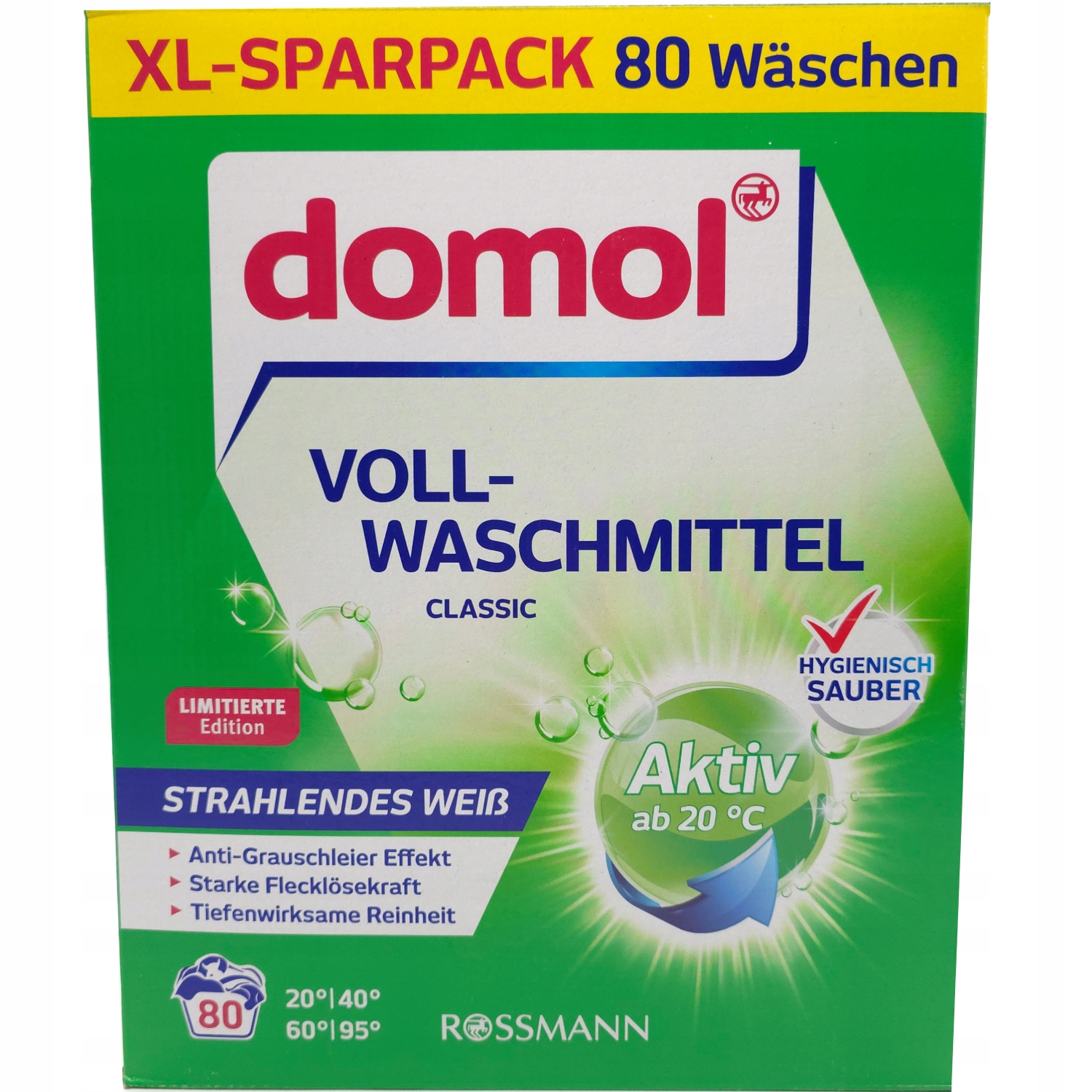 Levně Domol Aktiv Prášek na bílé prádlo 5,2 kg Ochrana a čistota z Německa