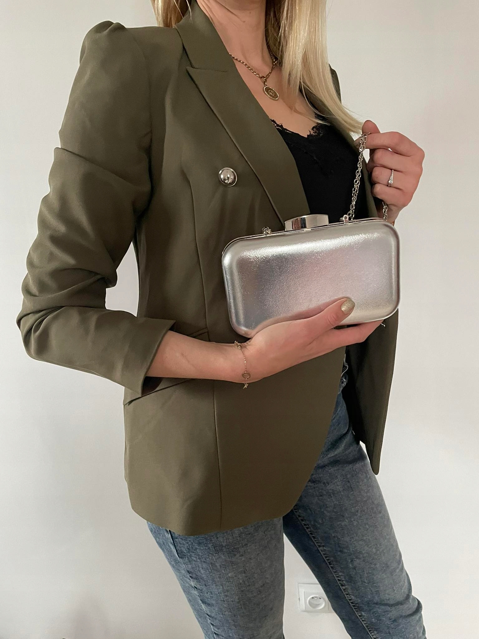 WIECZOROWA KOPERTÓWKA PUZDERKO EKO silver RĄCZKA Szerokość produktu 20 cm