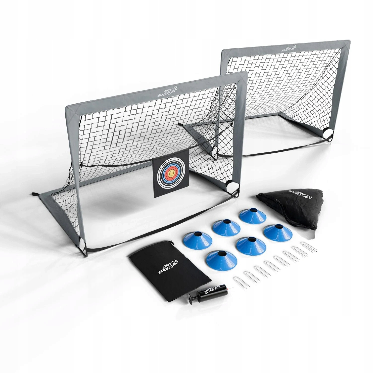 Zestaw 2x Składana Bramka Piłkarska Bramki Do Piłki Nożnej Szary