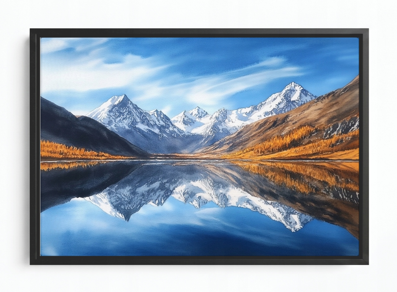 Obraz Rám Americká Krajina Pohled Na Hory Vrcholky Alpy Jezero 60x40