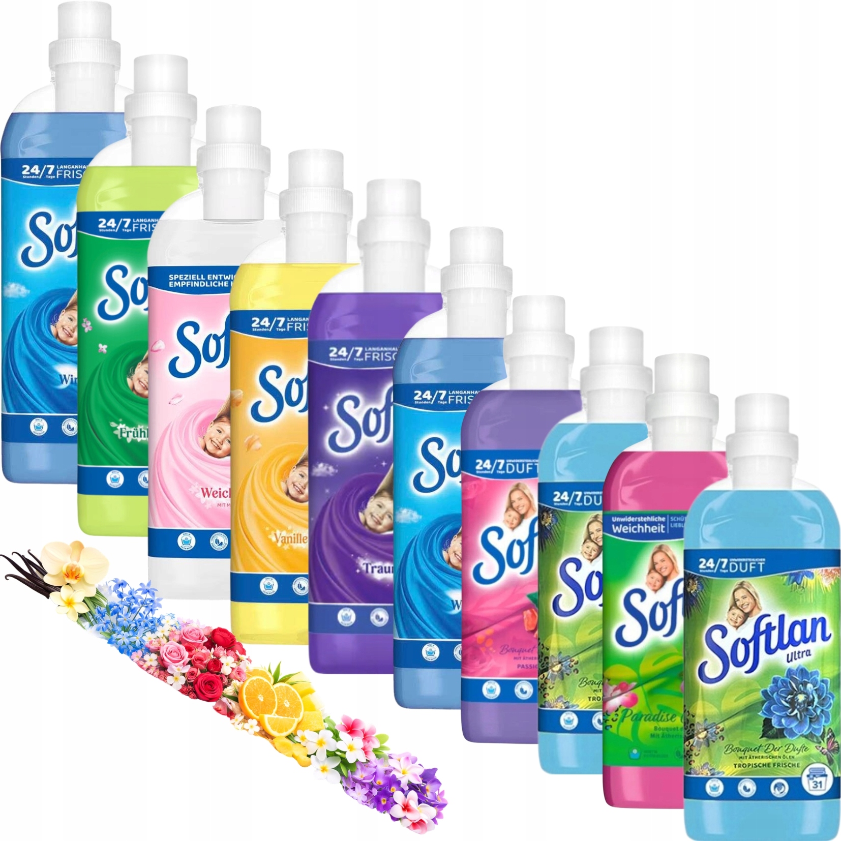 Softlan Ultra Zestaw Niemiecki Płyn Koncentrat Do Płukania MIX De 10 sztuk