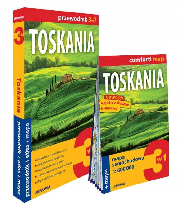 TOSKANIA 3 w 1 MAPA LAMINOWANA PRZEWODNIK ATLAS EX