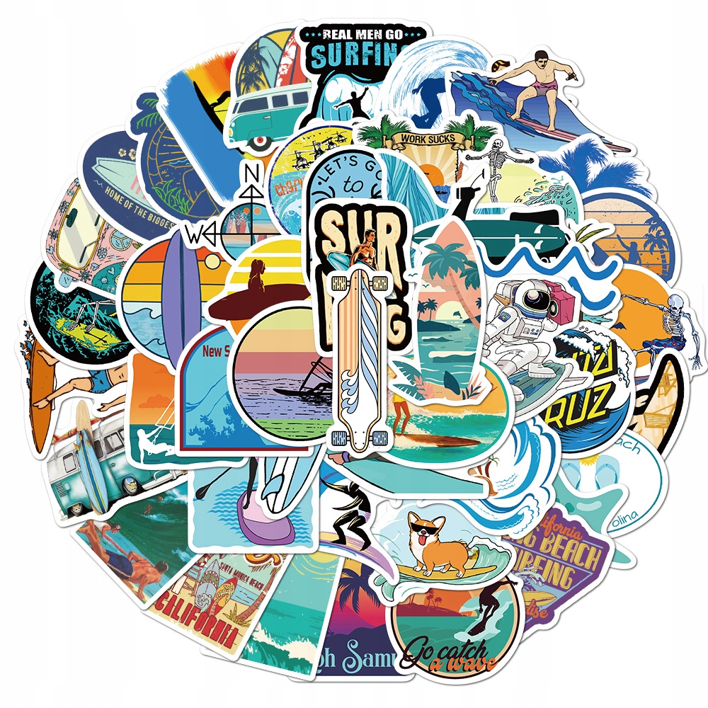 

Naklejki Na Rower Walizke MIX Surfing 50 szt