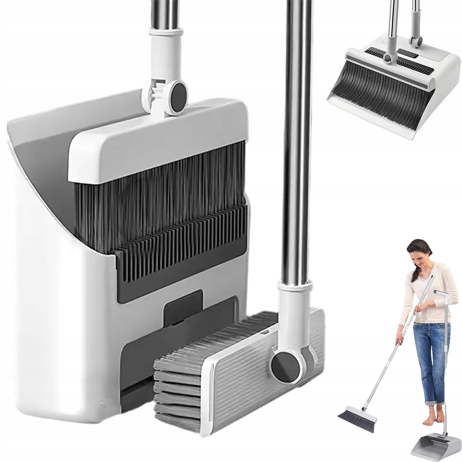 Metla Kartáčová Smetáček Stojací Lopatka 3V1 Skládací Sada Na Čištění