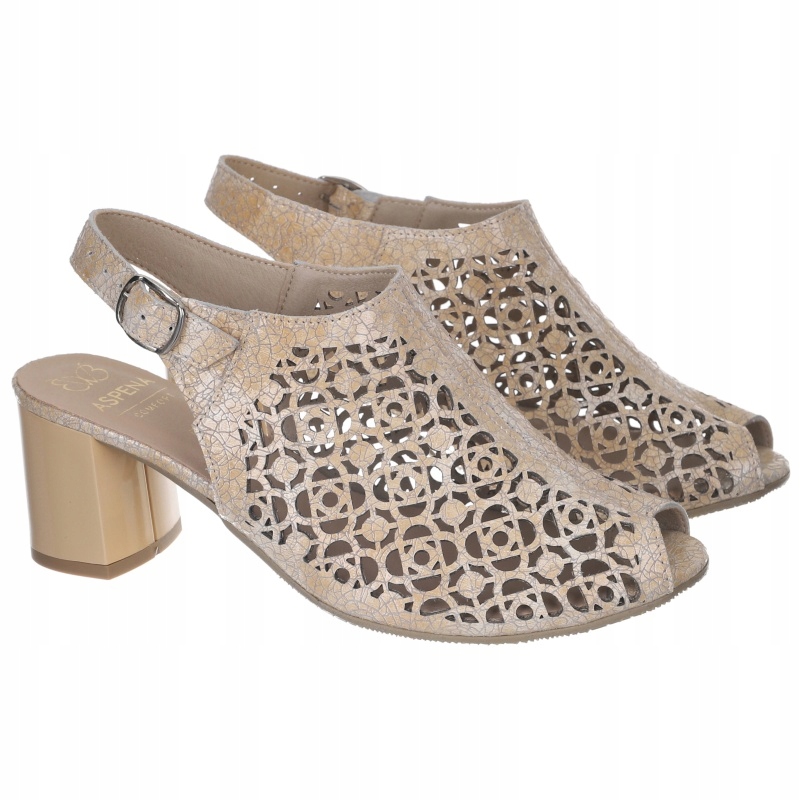Dámské ažurové sandály Aspena KX-2600/DJ5528-K169 béžová Kůže VEL.36
